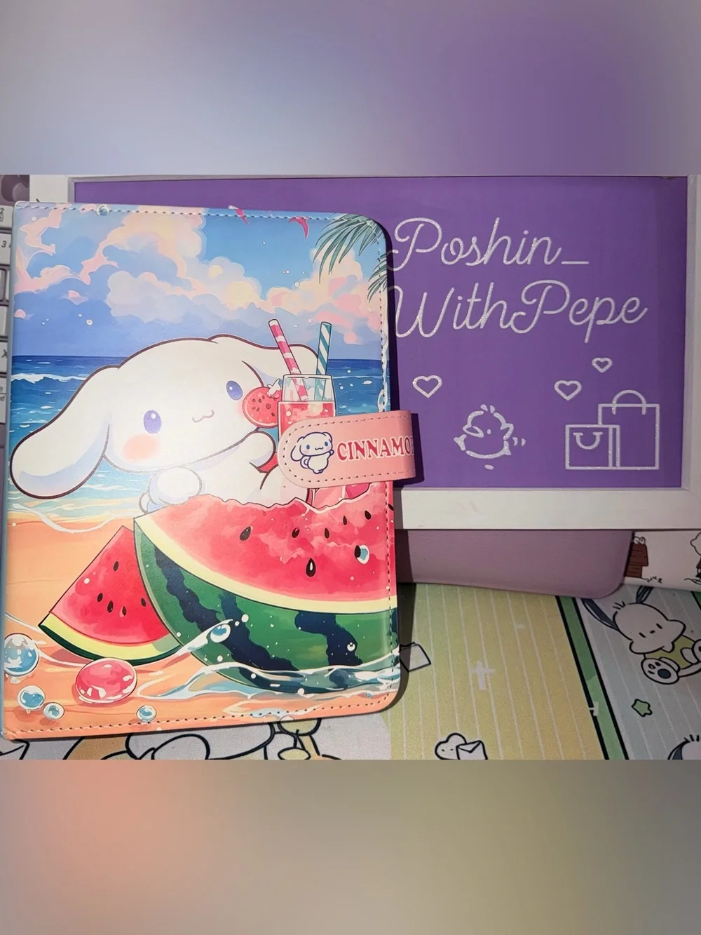 🍉NWOT Cinnamoroll Watermelon A5 Binder 6 Ringer with paper sheet set